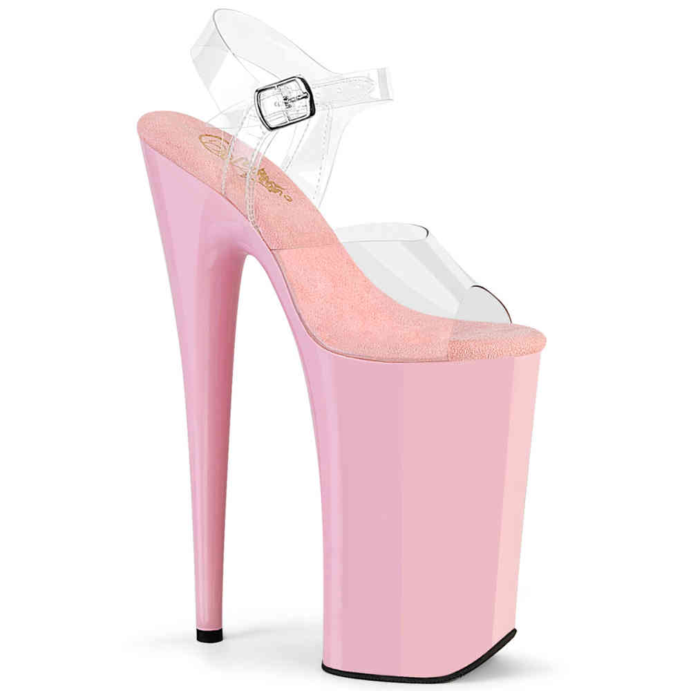 Pleaser - BEYOND008 Ankle strap sandal, Pole dance shoes - Transparent